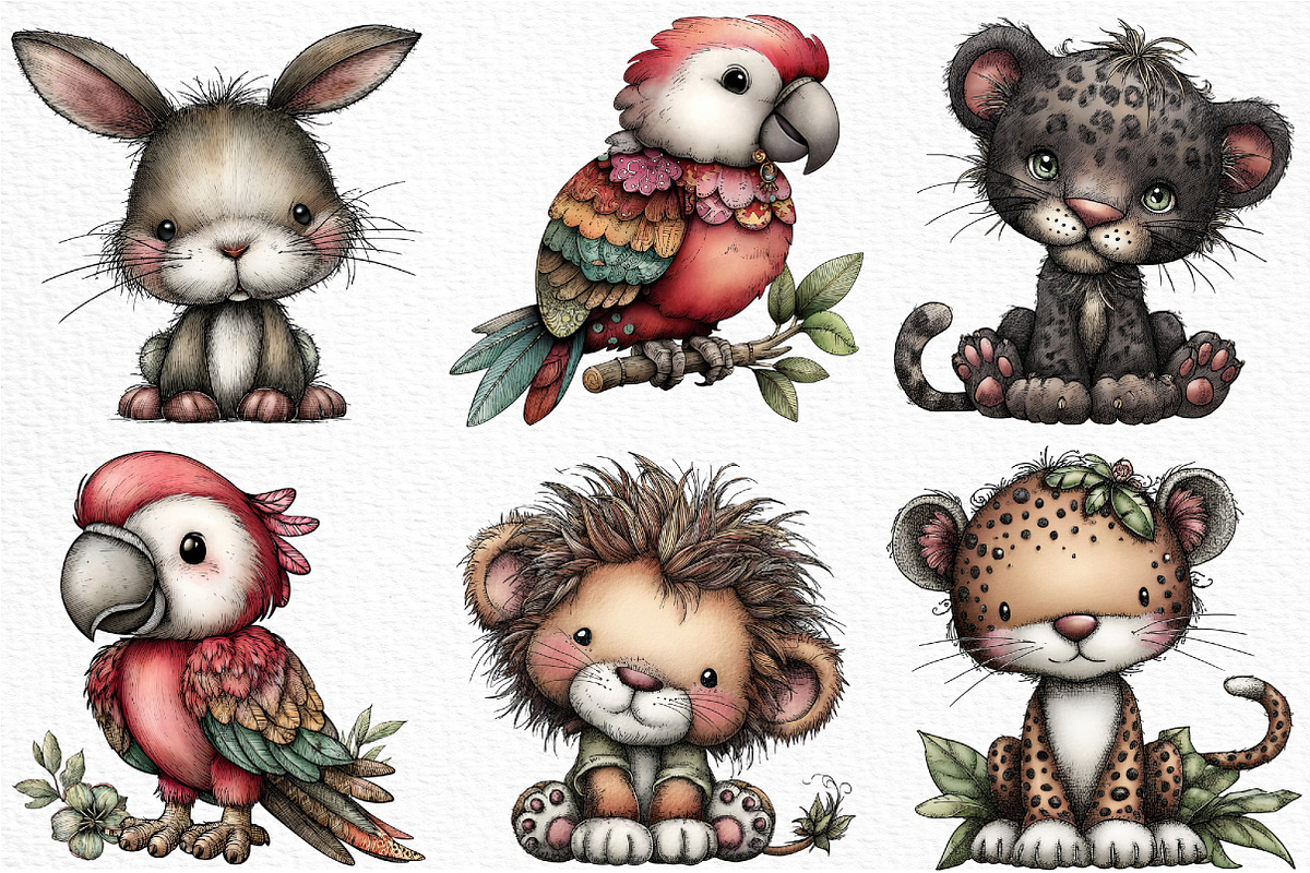 Jungle Animal Clipart - Cute Animal, an Illustration by Craft Nest (Photo 3 of 6)