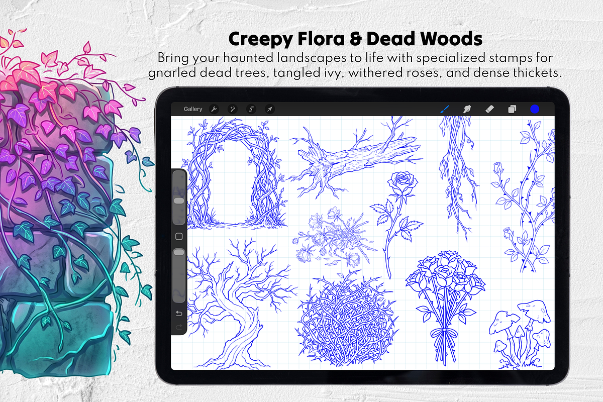 Procreate Gothic Background Stamps, a Brush Add-On by Selentaori Studio (Photo 7 of 13)