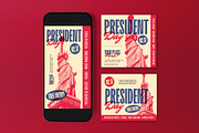 Red Vintage President Day Flyer Set, a Flyer Template by graphicook (Thumbnail 3 of 3)