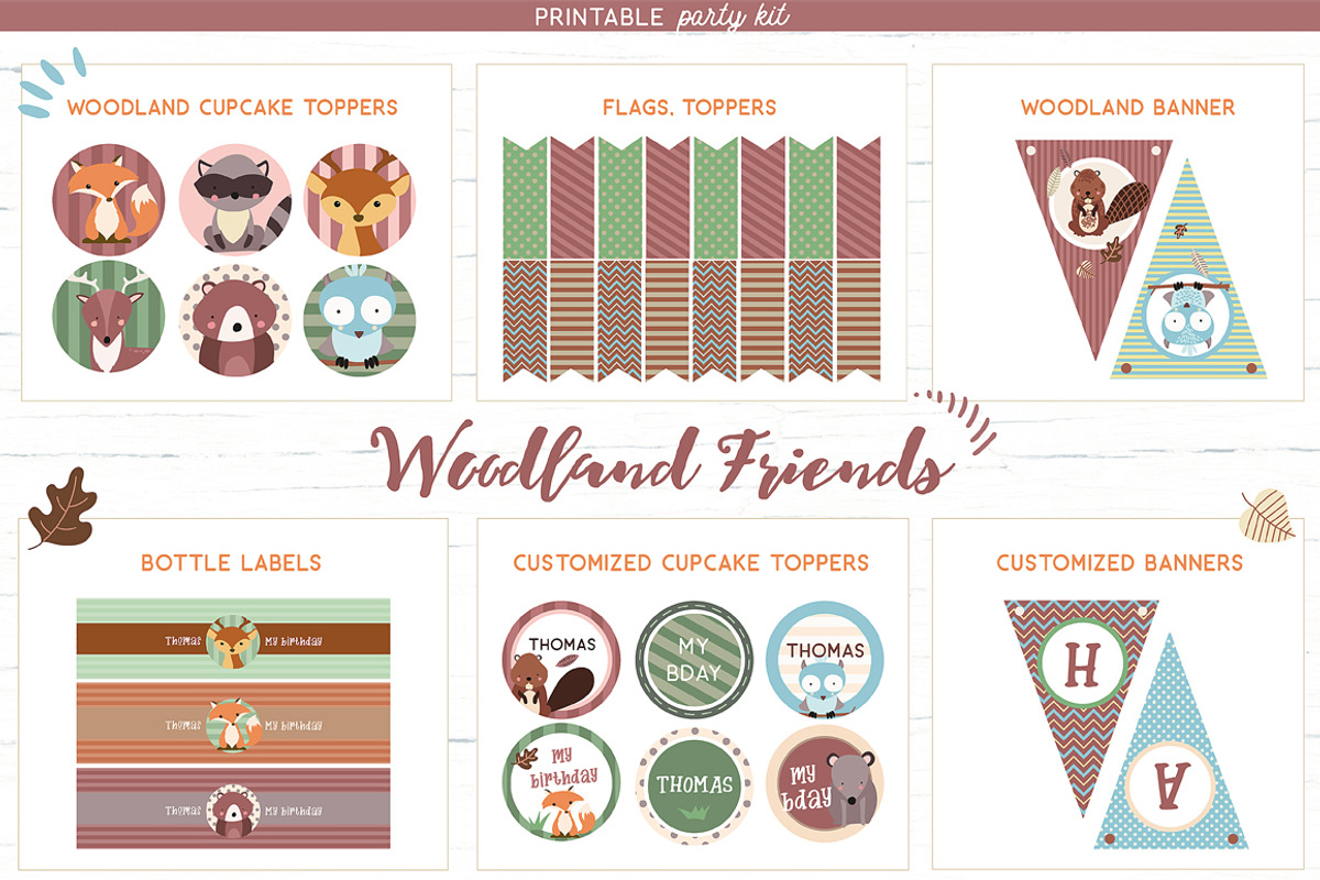 Woodland Printable Party KIT, a Stationery Template by Nordic.Arg (Photo 2 of 6)