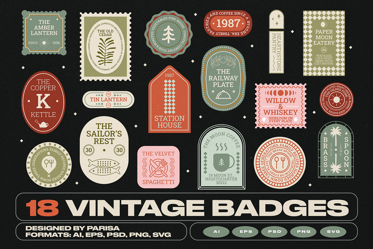 18 Vintage Restaurant Badges & Logo, an Object Graphic by Parisa-Artstudio (Photo 1 of 6)