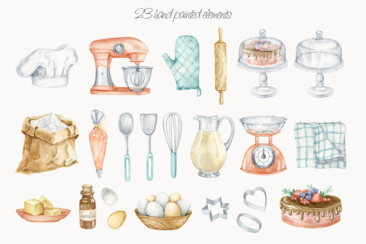 Watercolor Baking Clipart, an Illustration by AquarelleSpace (Photo 2 of 5)