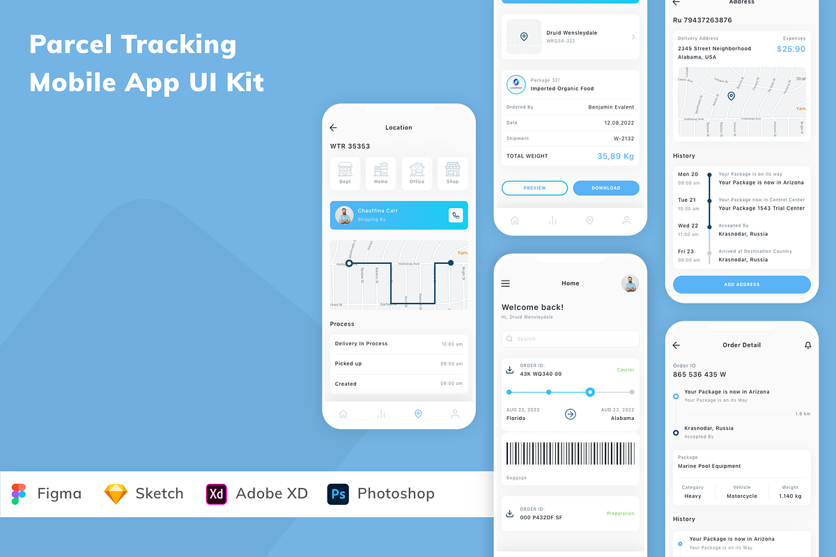 Parcel Tracking Mobile App UI Kit, an UI Kit Template by Betush