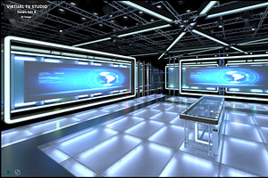 Virtual TV Studio News Set 8