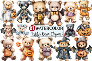 Halloween Teddy Bear Clipart, an Illustration by Rose Art