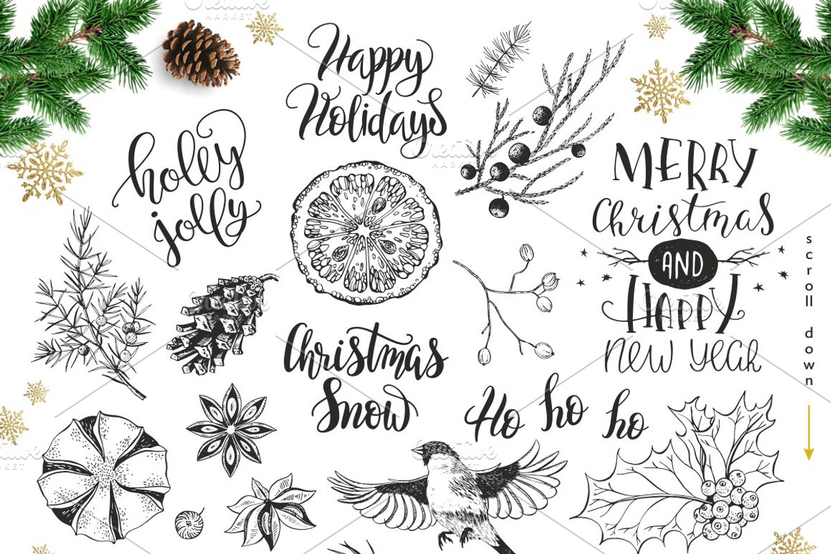 Christmas lettering & design element, an Illustration by OlgaAlekseenko (Photo 4 of 4)
