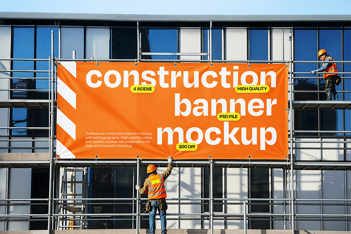 Construction Banner Mockup, an Advertising Mockup by Nathatype (Photo 6 of 9)
