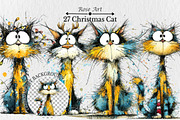 Whimsical Christmas Cat Clipart, an Animal Illustration by Rose Art (Thumbnail 1 of 5)