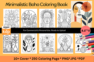 250 Minimalistic Boho Coloring Page, a Decorative Illustration by Akrinity Digital