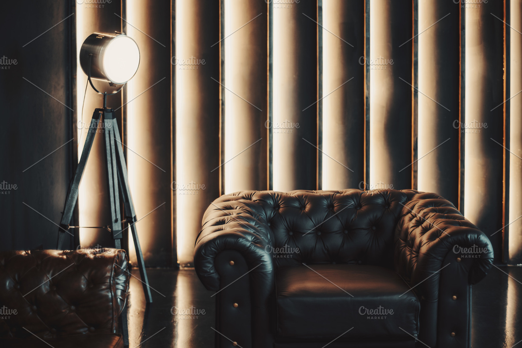 Leather sofa and studio light, a Sports & Recreation Photo by SkyNext