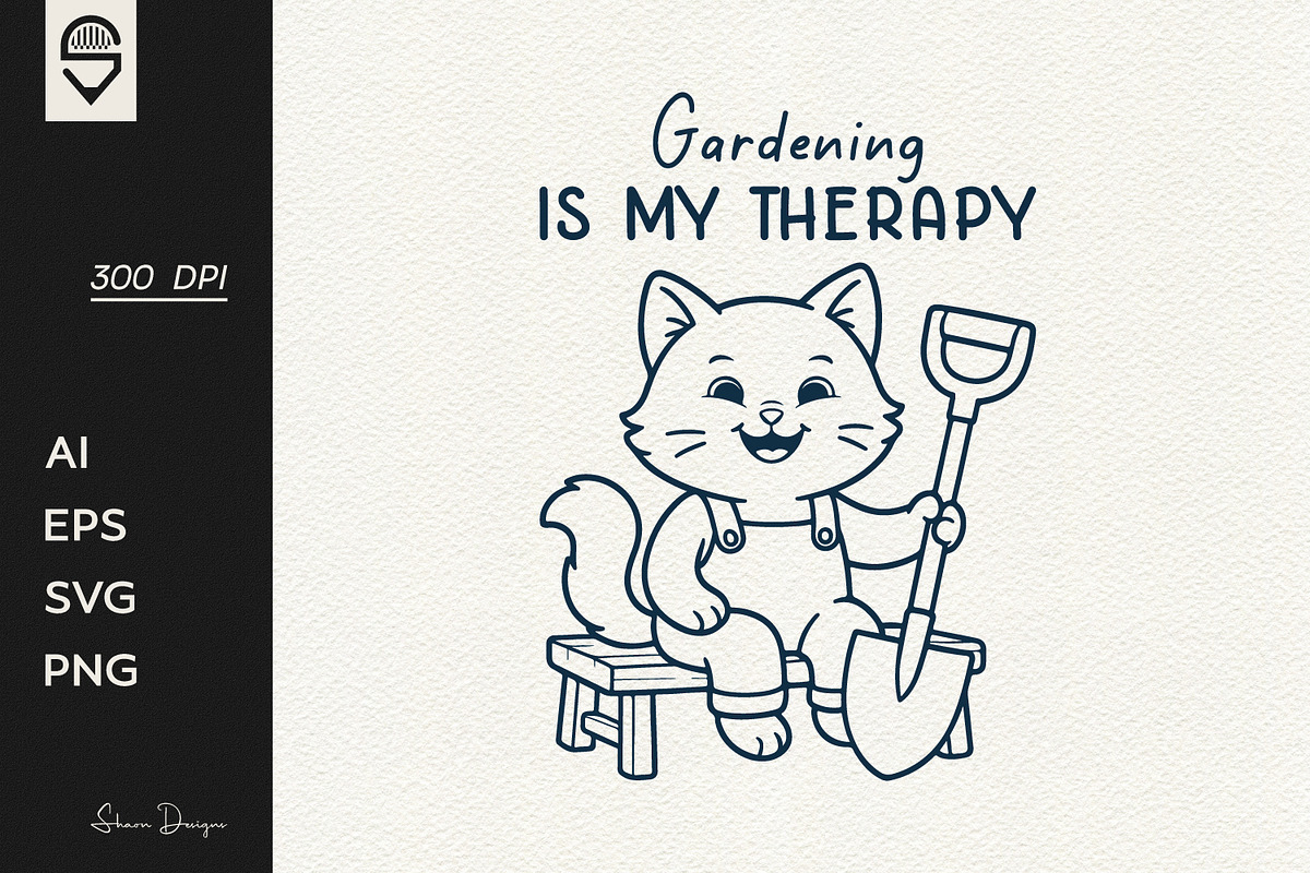 Cute cat gardener with a shovel, a Graphic by shaondesigns (Photo 1 of 4)