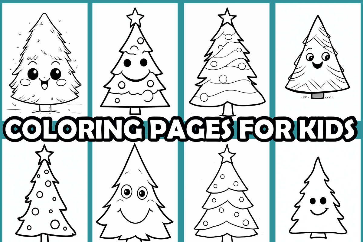 Easy Christmas Tree Coloring Pages, an Animal Illustration by martinblan (Photo 3 of 4)