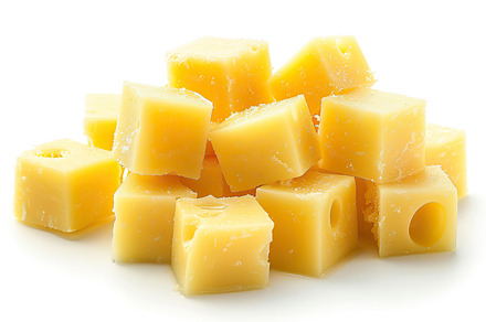 Squares of cheddar with holes agains, a Photo by LOGOCREATIVE