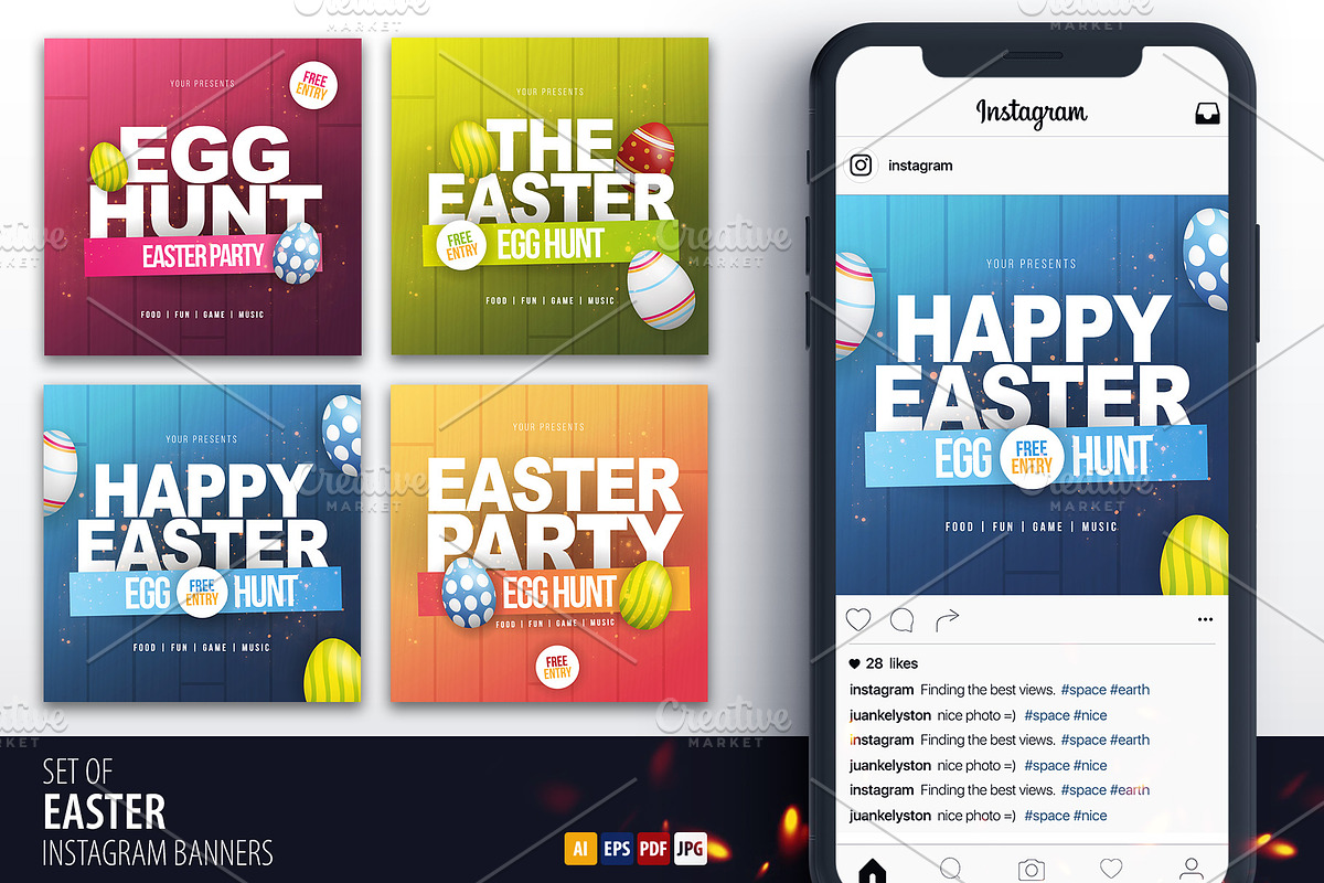 Easter Egg Hunt Social Media Banners, a Social Media Template by Leo Edition (Photo 1 of 4)