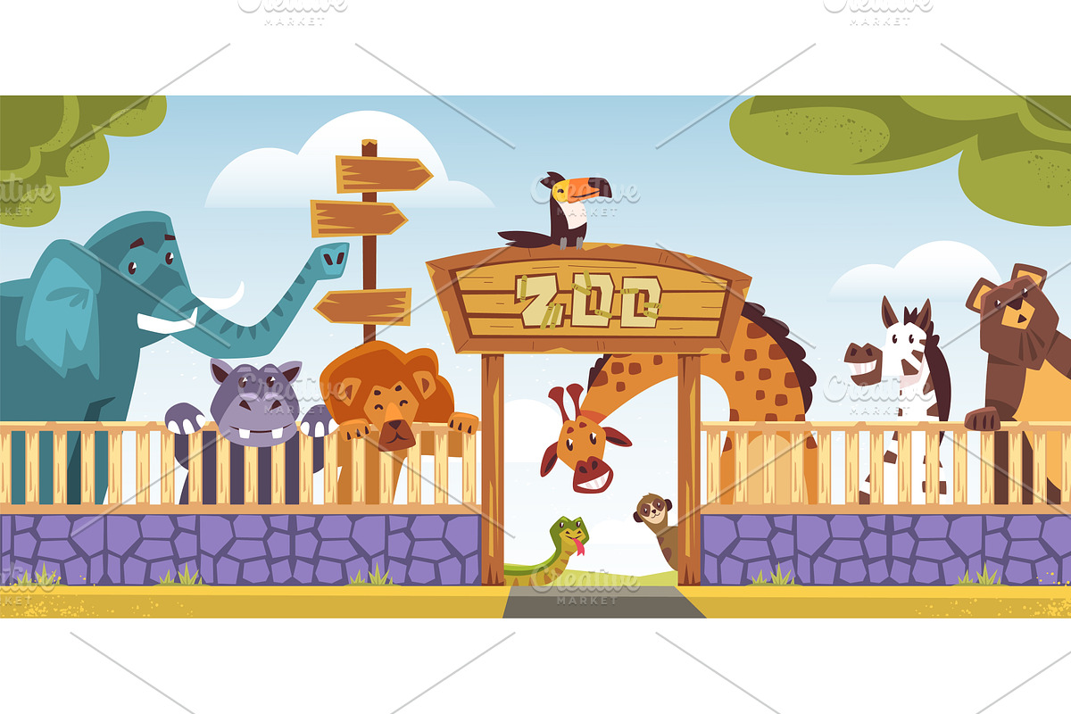 Zoo entrance. Zoology park entry, an Animal Illustration by Stock-Smart-Start