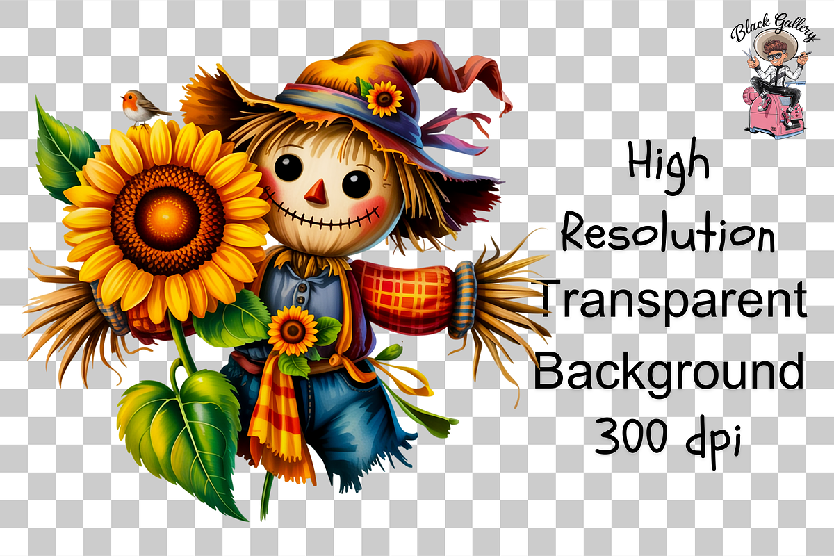 Cute Scarecrow Clipart PNG Bundle, a Graphic by Clipart Bloom (Photo 7 of 11)