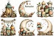 Watercolor Ramadan Mubarak Clipart, an Illustration by Black Bird Studio (Thumbnail 5 of 5)