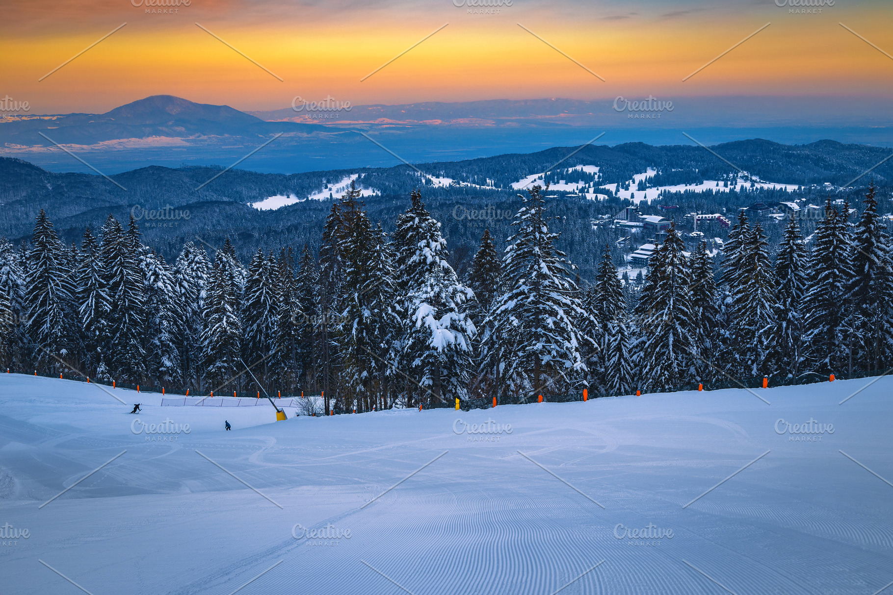 Wide ski slope in the snowy forest, a Sports & Recreation Photo by Alpine Dreams