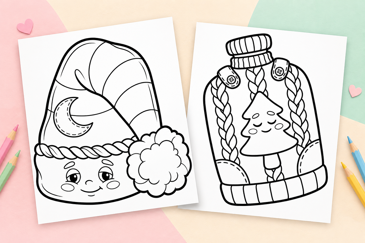 Christmas Coloring Pages for Kids #3, a Seasonal Illustration by Inkivelle Studio (Photo 2 of 3)