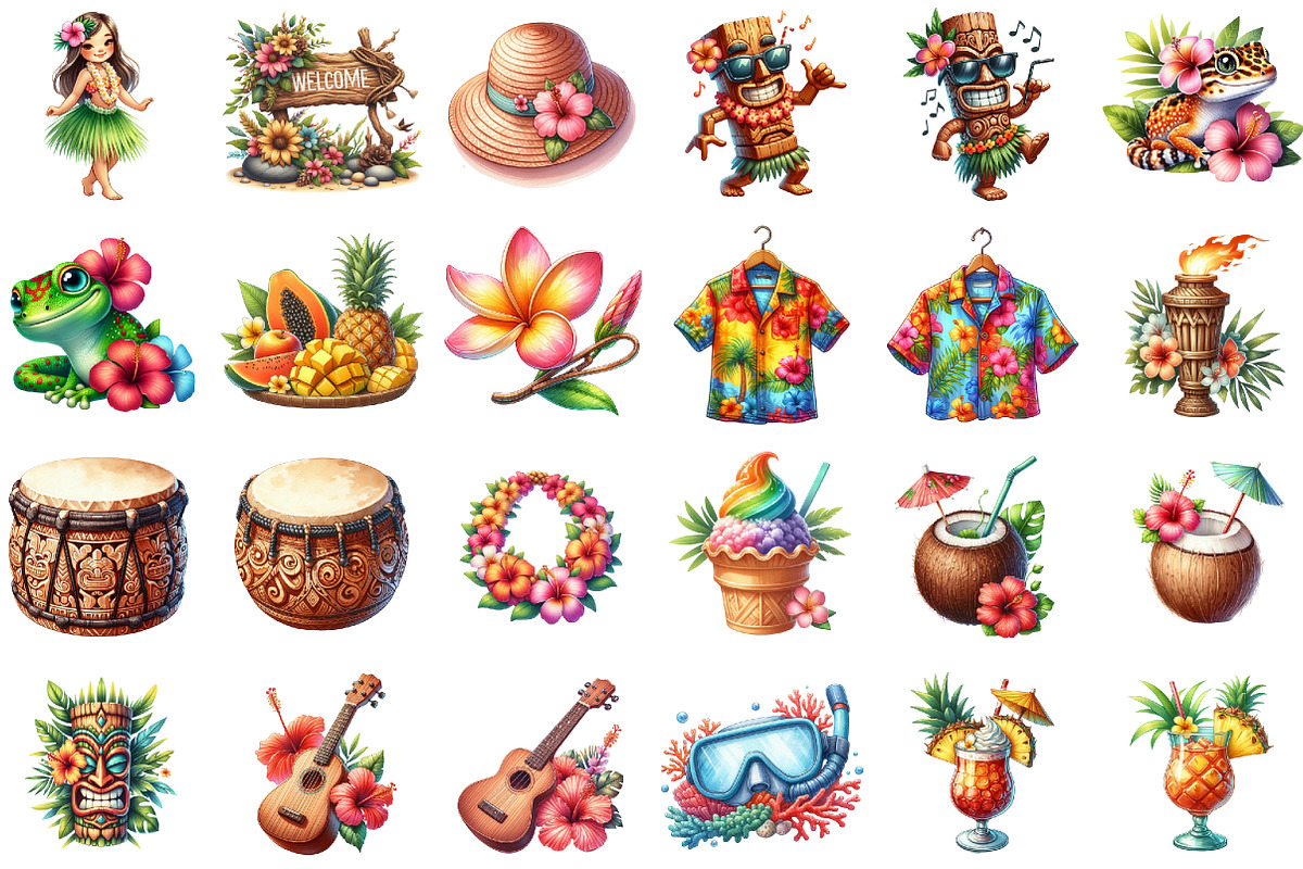 Summer in Hawaii Clipart, an Illustration by Sublimation Artist (Photo 2 of 6)