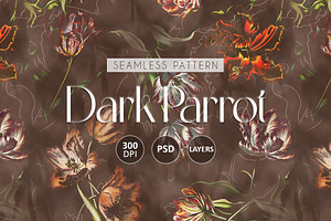 Dark Parrot Tulips Pattern