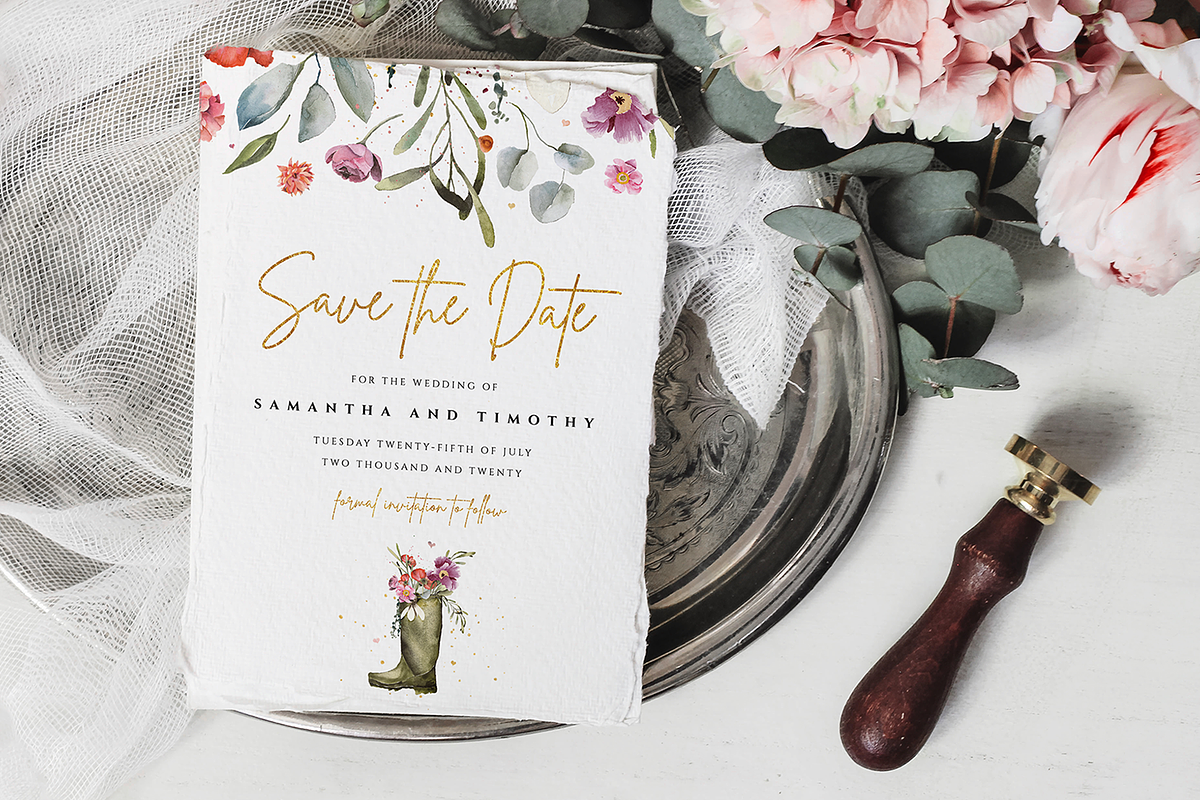 Wellington Boot Wedding Invite Suite, an Invitation Template by R Whitehurst Design (Photo 3 of 6)