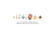 Cozy Fall Watercolor Illustrations, an Illustration by One and Only Paper (Thumbnail 2 of 2)