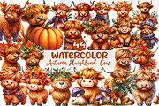 Watercolor Autumn Haighland Cow, a Seasonal Illustration by Designworld (Thumbnail 1 of 6)