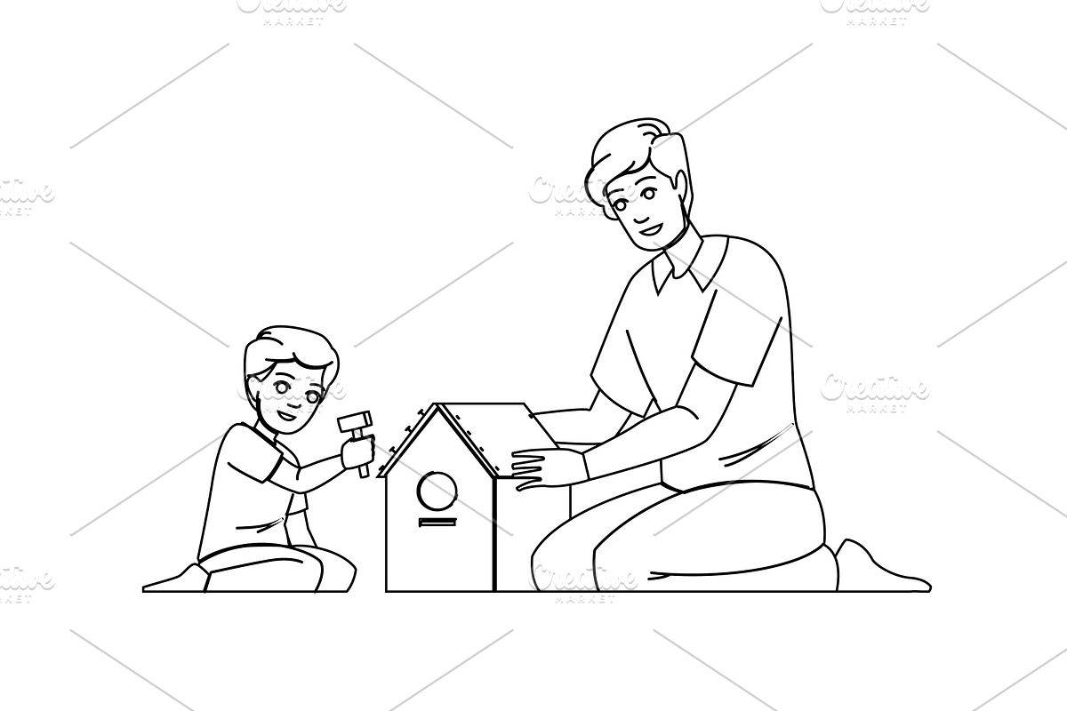 tree birdhouse building vector, a Person Illustration by pikepicture