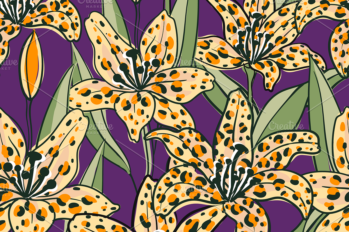Leopard lily seamless patterns, a Pattern Graphic by Uminoki (Photo 3 of 5)
