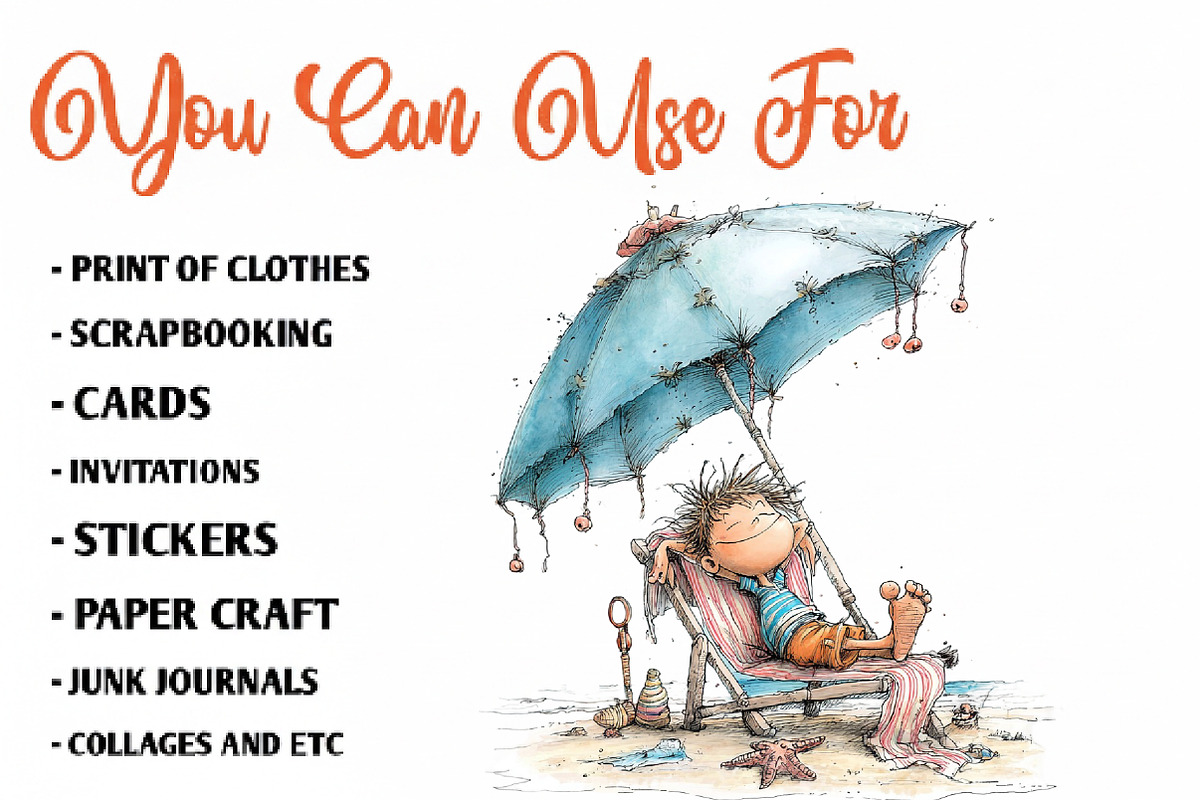 Whimsical Summer Kids Clipart, an Illustration by CreationArt (Photo 4 of 7)