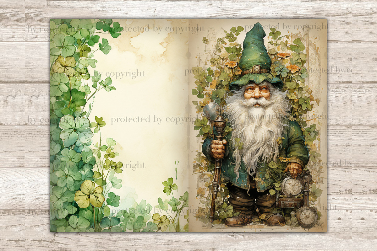 St. Patricks Day Gnomes Junk Journal, a Seasonal Illustration by GlamArtZhanna (Photo 7 of 10)
