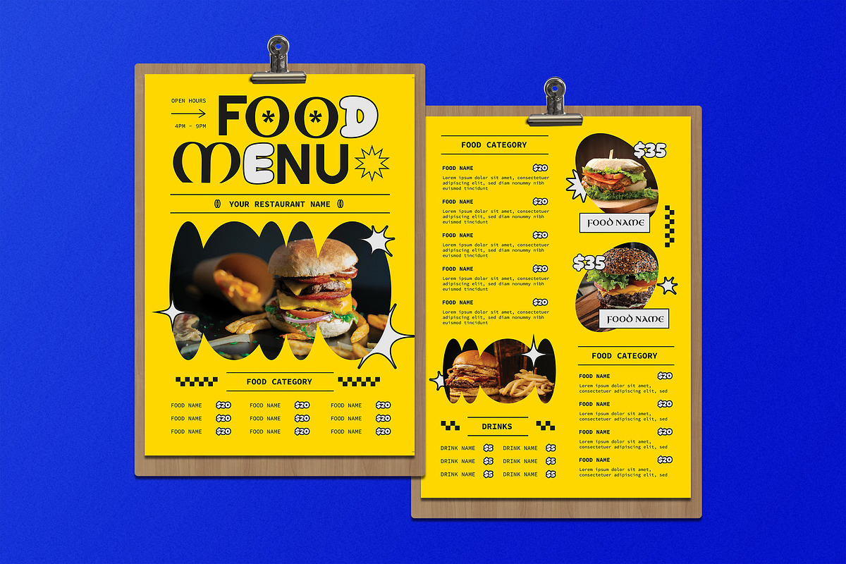 Yellow Retro Food Menu, a Flyer Template by Aiyari Graphic (Photo 3 of 3)