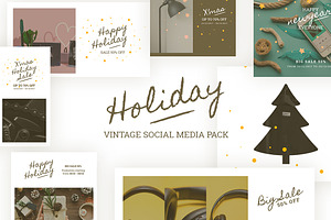 Holiday Vintage Social Media Pack