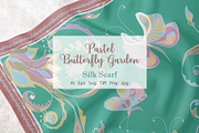 Pastel Butterfly Garden Silk Scarf, an Object Graphic by ilustrinna (Thumbnail 1 of 6)