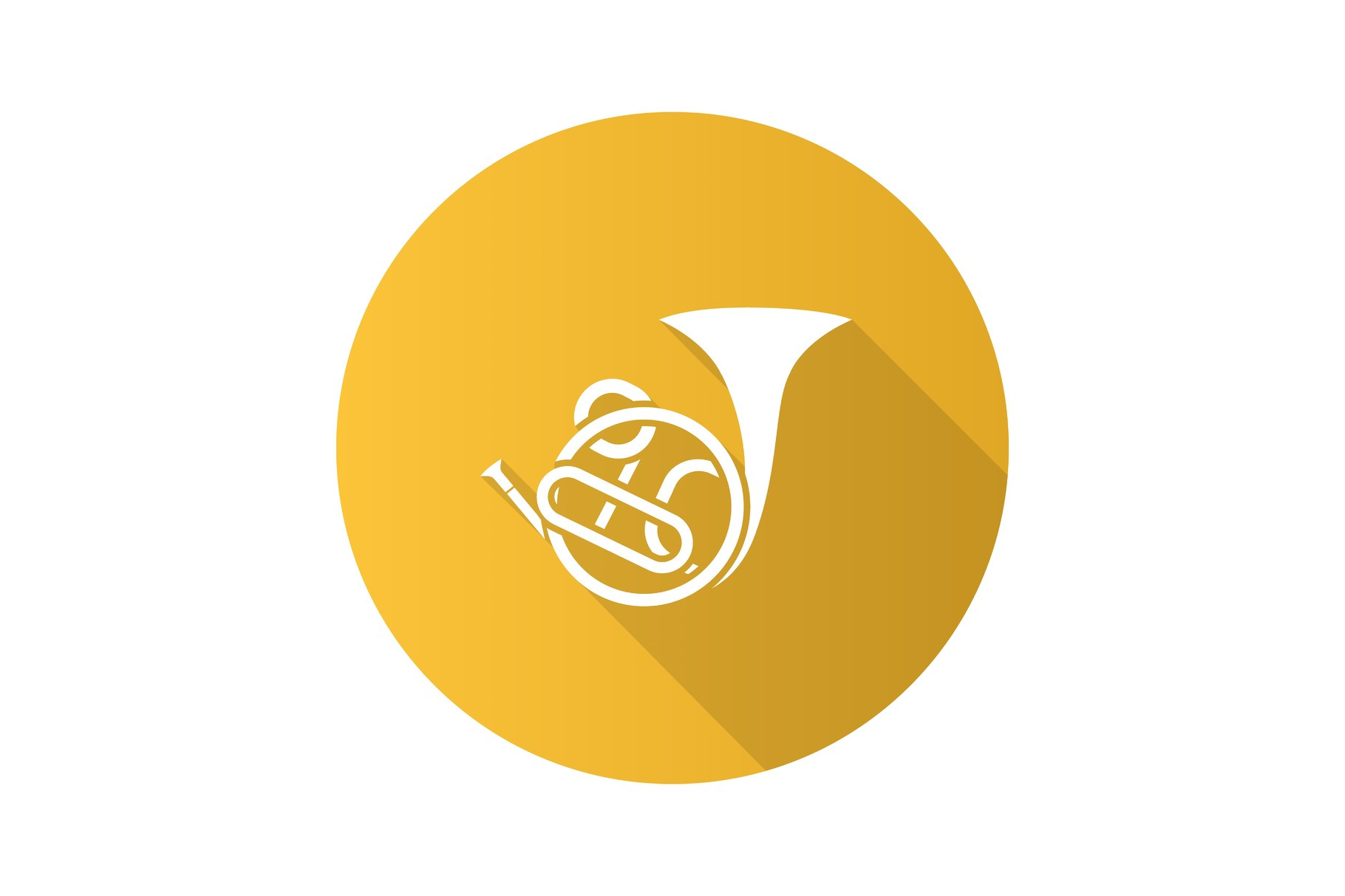 French Horn Flat Design Long Shadow Glyph Icon by Bsd Studio | Creative Market