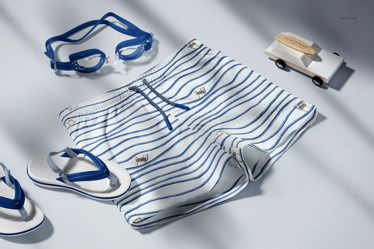Kids Swim Shorts Mockup Set, a Bottom Mockup by creatsy5 (Photo 8 of 12)