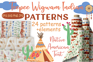 Teepee Wigwam Indian Pattern