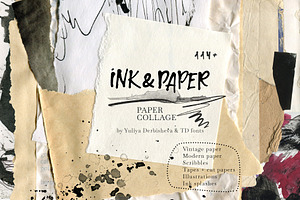 Ink Paper collage elements scraps, an Object Graphic by TD fonts