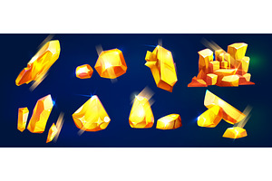 Golden crystal formations for game, an Illustration by art PVP - market