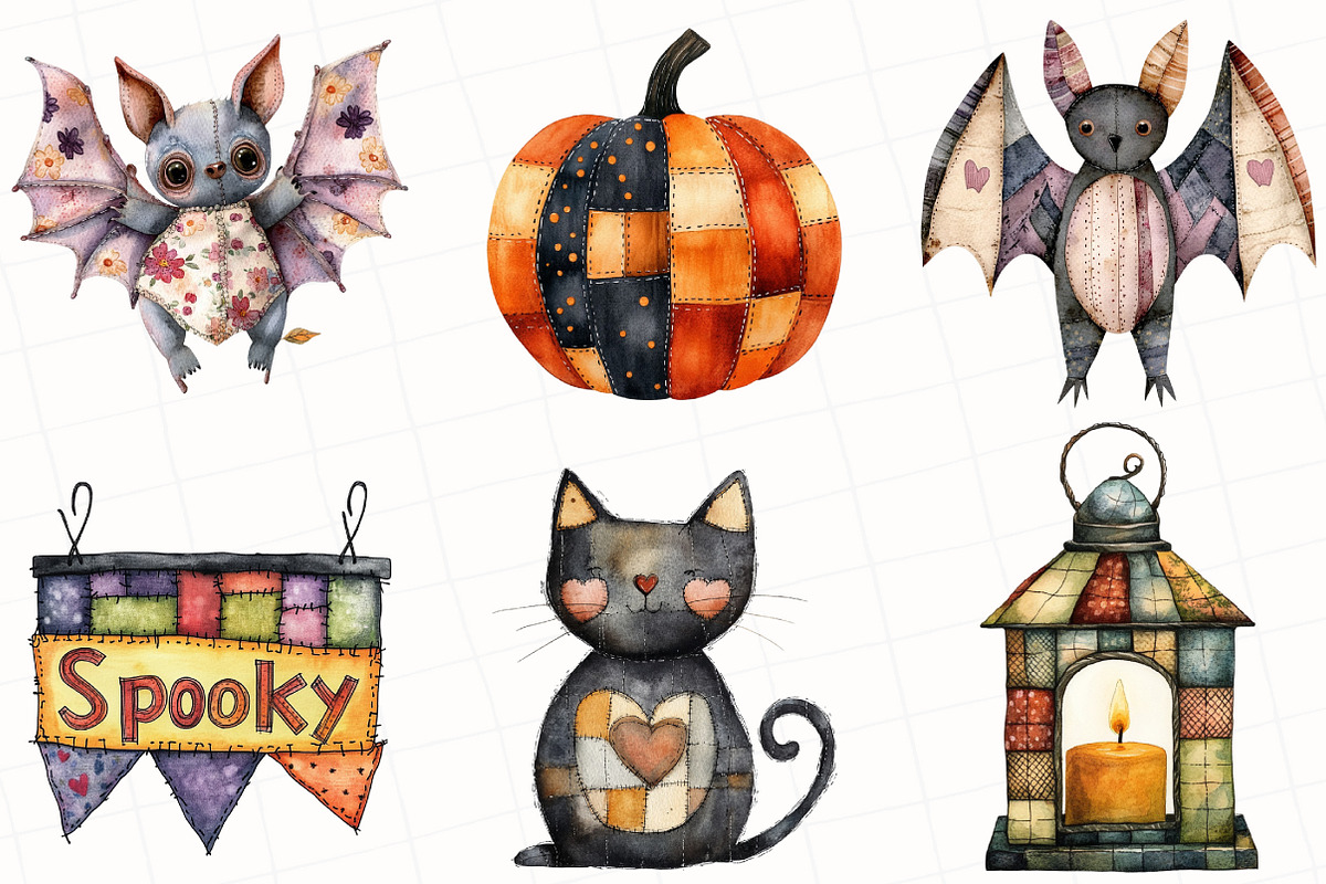 Patchwork Halloween Clipart, an Illustration by OK Design (Photo 5 of 5)