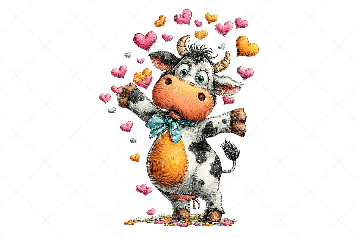 Quirky Valentine Funny Cow Clipart, an Illustration by Craft Nest (Photo 2 of 10)