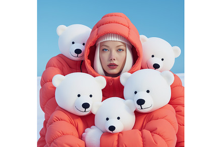 Woman in Red Winter Jacket Holding, a Holiday Photo by Lermont51