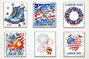 Labor Day Postage Stamp Clipart, an Illustration by RobertsArt (Thumbnail 3 of 5)
