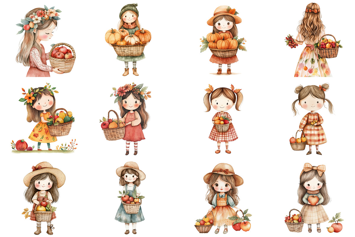 Fall Girl Autumn Woman Clip Art, an Illustration by CitraGraphics (Photo 2 of 6)