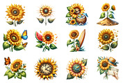 Summer Sunshine Sunflower Clipart, an Illustration by SinaCreation (Thumbnail 2 of 5)