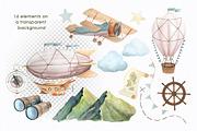 Air journey watercolor clip art, an Illustration by FerroDakora (Thumbnail 2 of 6)