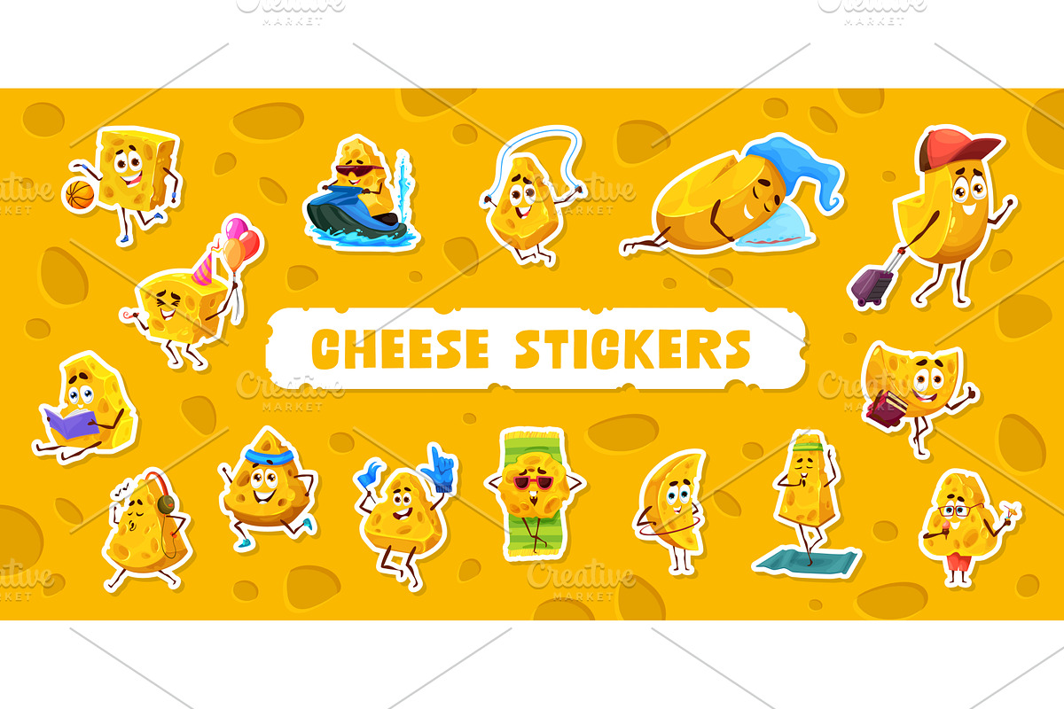 Cartoon cheese funny characters, a Food Illustration by Vector Tradition