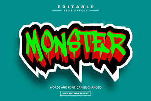 Monster 3D Editable Text Effect