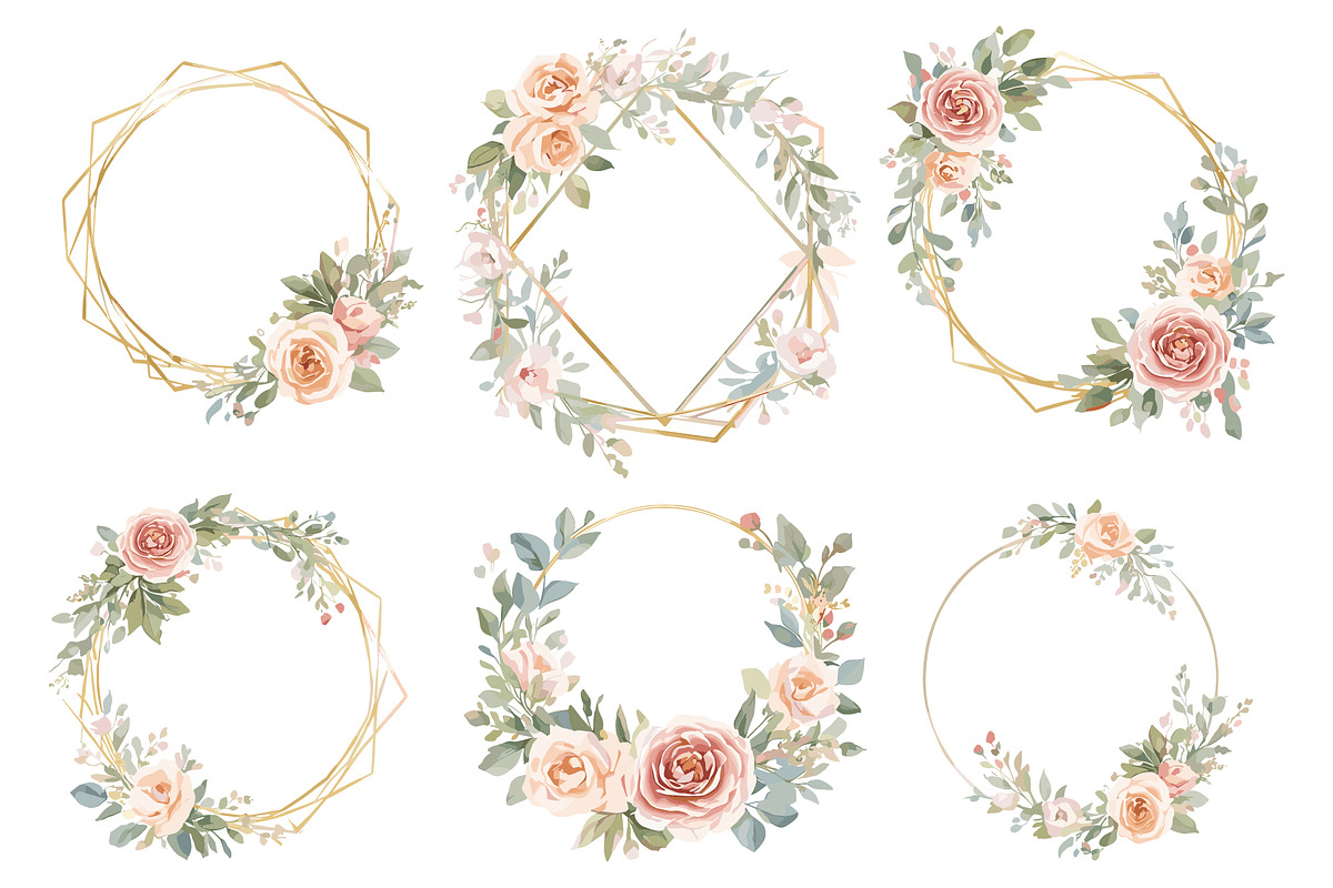 Geometric Floral Frames Set, an Illustration by jahid234 (Photo 7 of 20)